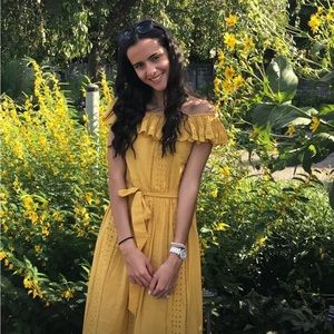 Zara Yellow Midi Dress Size XS